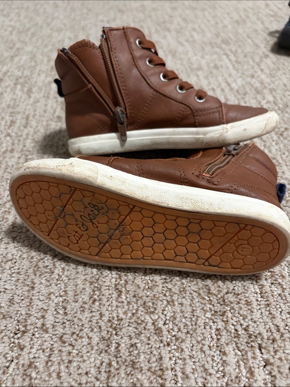 Cat & Jack Brown Kids High-Top Boots with Side Zipper